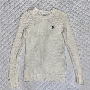 Abercrombie & Fitch Women's XS White Ivory Fisherman Knit Crew Neck Sweater